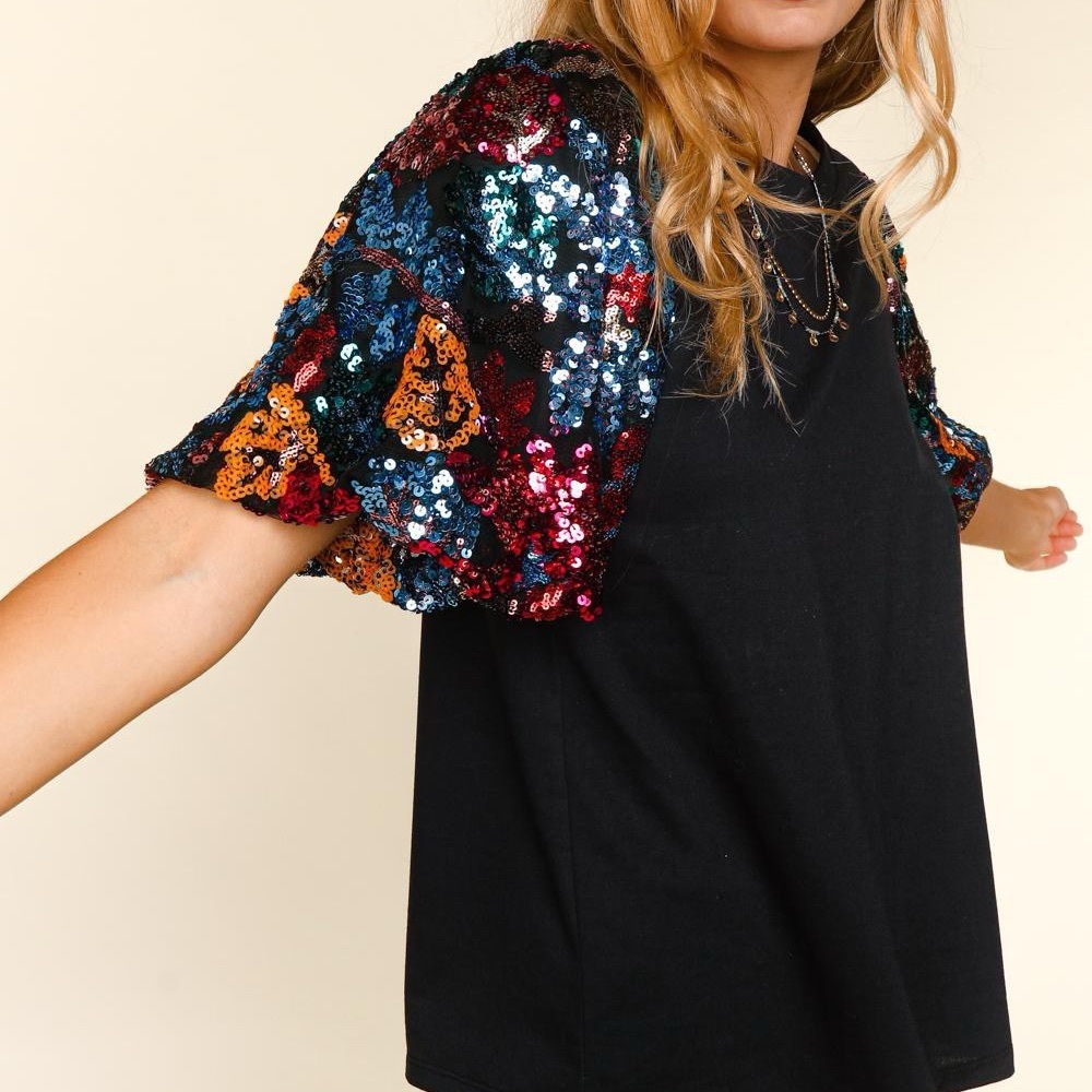 🔥🔥Solid Knit Multi Color Sequence Bubble Sleeve… - image 4